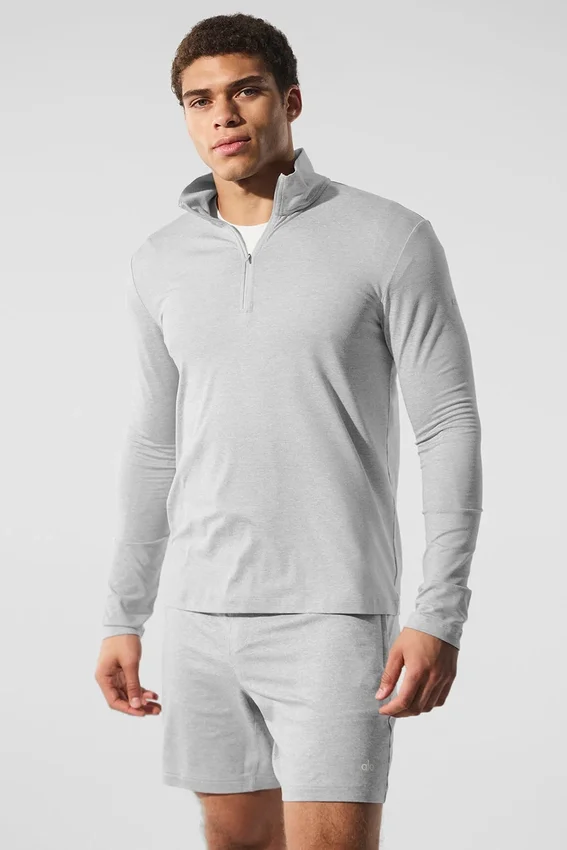 Conquer Reform Langarmshirt mit 1/4-Reißverschluss – Athletic Heather Grey