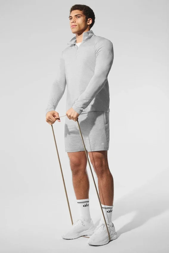 Conquer Reform Langarmshirt mit 1/4-Reißverschluss – Athletic Heather Grey