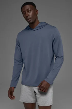 Conquer Reform Langarmshirt mit Kapuze – Bluestone