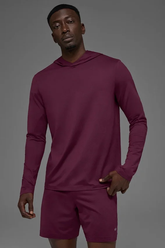 Conquer Reform Langarmshirt mit Kapuze – Burgundy