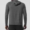Conquer Reform Langarmshirt mit Kapuze – Dunkelgrau meliert