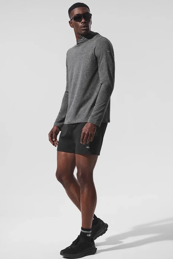 Conquer Reform Langarmshirt mit Kapuze – Dunkelgrau meliert