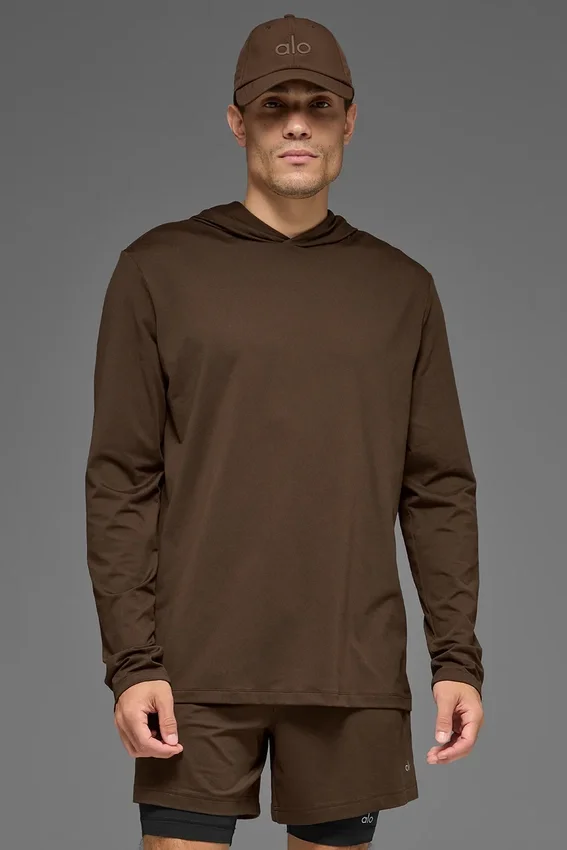 Conquer Reform Langarmshirt mit Kapuze – Espresso