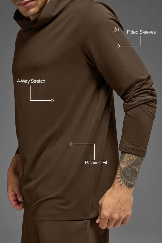 Conquer Reform Langarmshirt mit Kapuze – Espresso