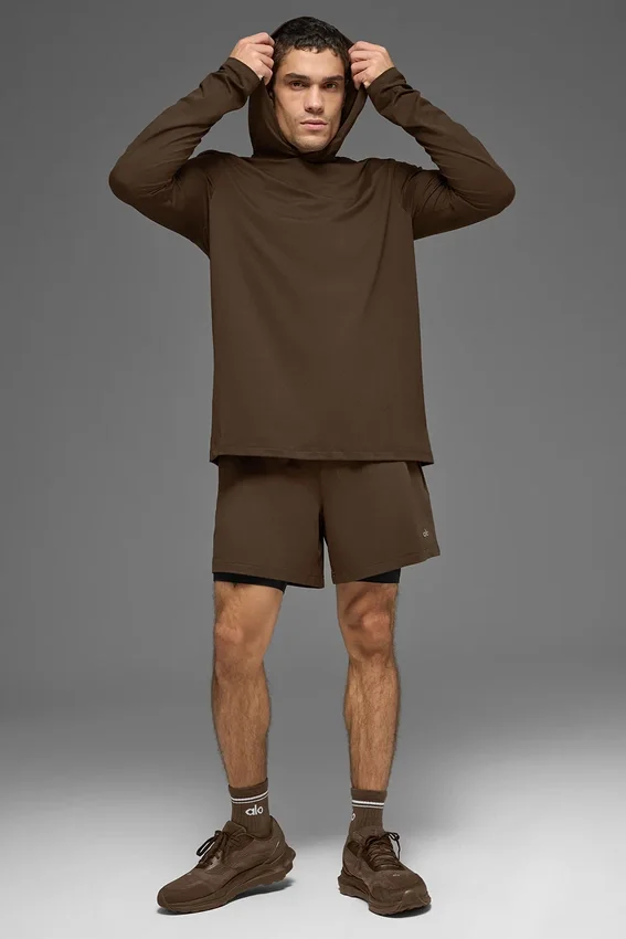 Conquer Reform Langarmshirt mit Kapuze – Espresso