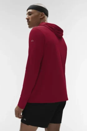 Conquer Reform Langarmshirt mit Kapuze – Garnet