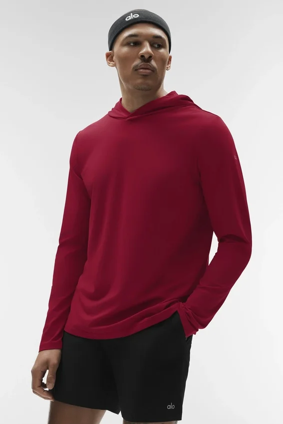 Conquer Reform Langarmshirt mit Kapuze – Garnet