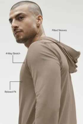 Conquer Reform Langarmshirt mit Kapuze – Gravel