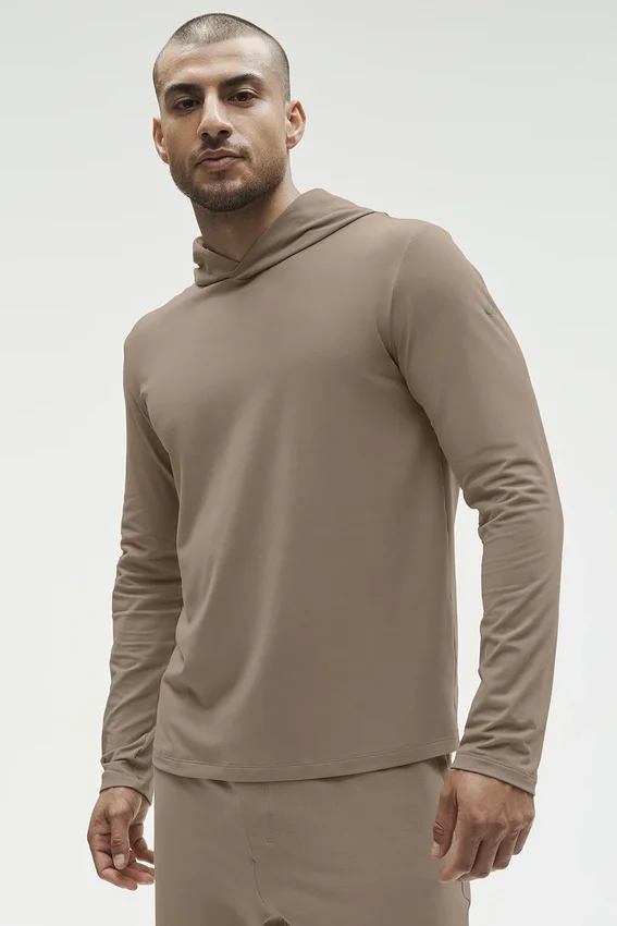 Conquer Reform Langarmshirt mit Kapuze – Gravel