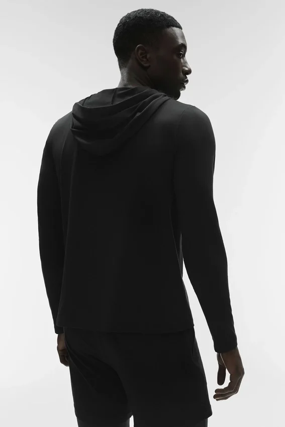 Conquer Reform Langarmshirt mit Kapuze – Schwarz