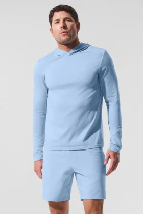Conquer Reform Langarmshirt mit Kapuze – Seashell Blue
