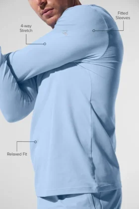 Conquer Reform Langarmshirt mit Kapuze – Seashell Blue