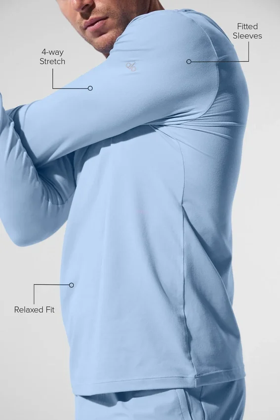 Conquer Reform Langarmshirt mit Kapuze – Seashell Blue