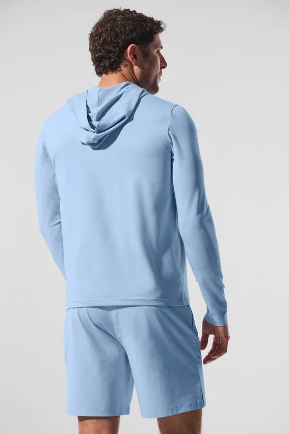 Conquer Reform Langarmshirt mit Kapuze – Seashell Blue