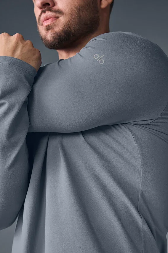 Conquer Reform Langarmshirt mit Kapuze – Steel Grey