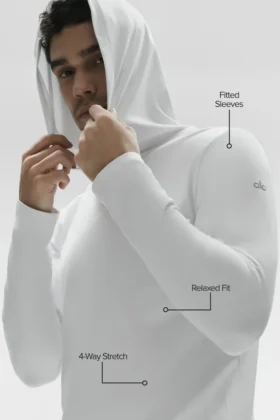 Conquer Reform Langarmshirt mit Kapuze – Weiß