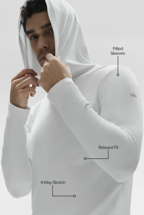 Conquer Reform Langarmshirt mit Kapuze – Weiß