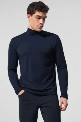 Conquer Reform Langarmshirt mit Stehkragen – Marineblau