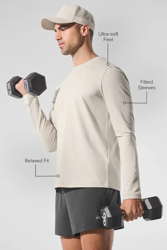 Conquer Reform Rundhals-Langarmshirt – Bone