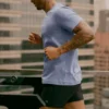 Conquer Reform Rundhals-T-Shirt mit Kurzarmshirts – Provence Blue Heather