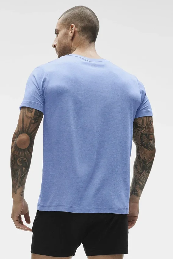 Conquer Reform Rundhals-T-Shirt mit Kurzarmshirts – Provence Blue Heather