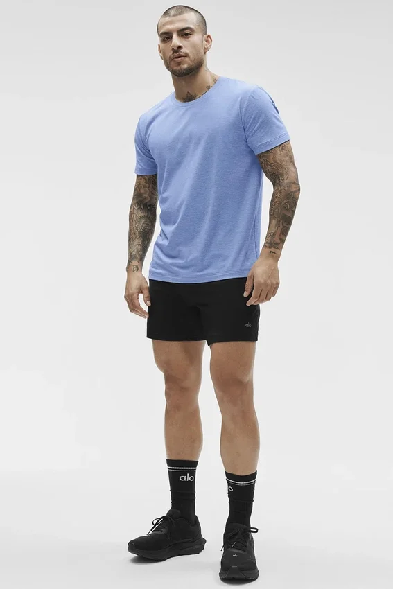 Conquer Reform Rundhals-T-Shirt mit Kurzarmshirts – Provence Blue Heather