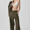 Cosmopolitan-Hose mit mittlerer Leibhöhe und Druckknöpfen – Olive Tree