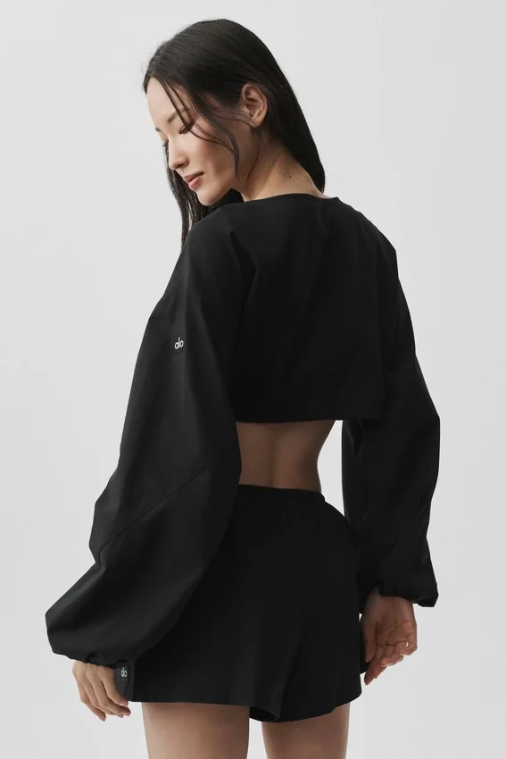 „Cotton Cropped Real Deal“ Langarmshirt – Schwarz
