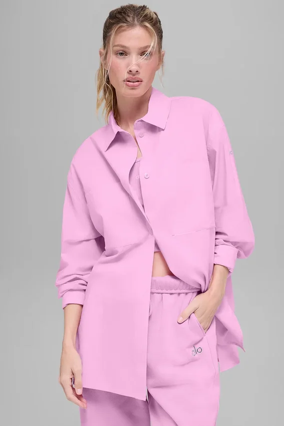 Cotton Real Deal Langarmshirt mit Knöpfen – Candy Heart Pink