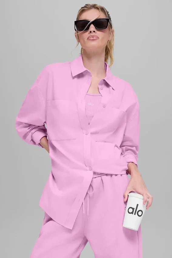 Cotton Real Deal Langarmshirt mit Knöpfen – Candy Heart Pink