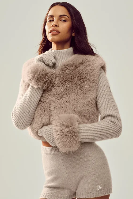 Courchevel-Kaschmir-Handschuhe – Oat Heather