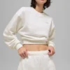 Cropped Accolade Rundhals-Pullover – Elfenbein
