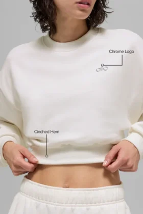 Cropped Accolade Rundhals-Pullover – Elfenbein