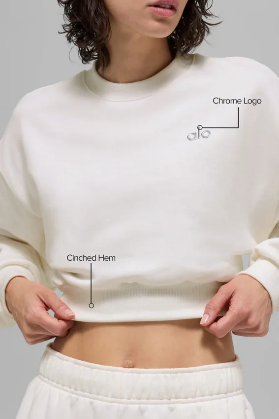 Cropped Accolade Rundhals-Pullover – Elfenbein