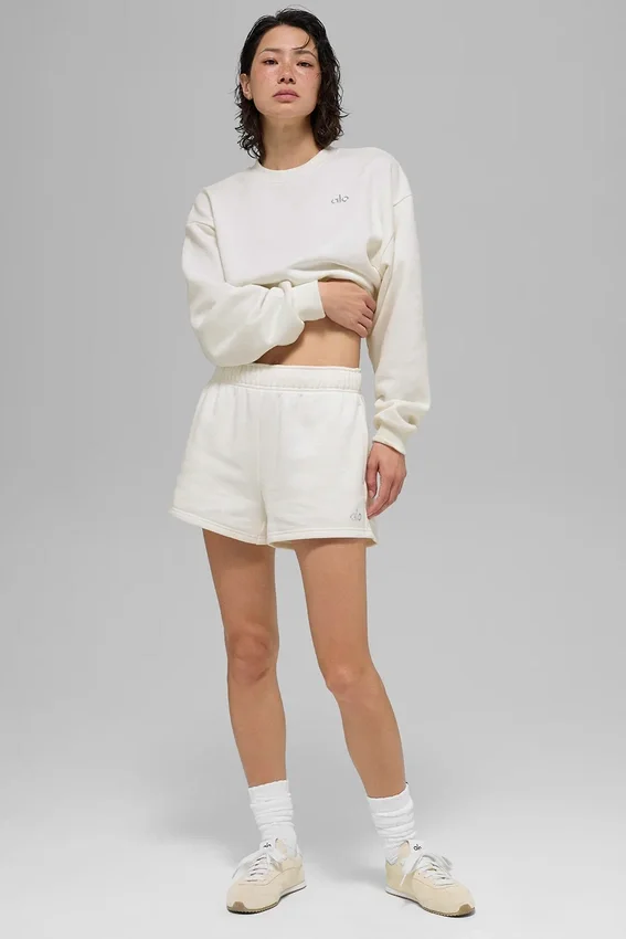 Cropped Accolade Rundhals-Pullover – Elfenbein