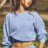 Cropped Accolade Rundhalspullover – Helles Provence-Blau