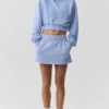 Cropped Accolade Rundhalspullover – Helles Provence-Blau