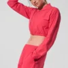 Cropped Breezy Full-Zip-Überzieher – Candy Red