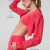 Cropped Breezy Full-Zip-Überzieher – Candy Red