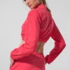 Cropped Breezy Full-Zip-Überzieher – Candy Red