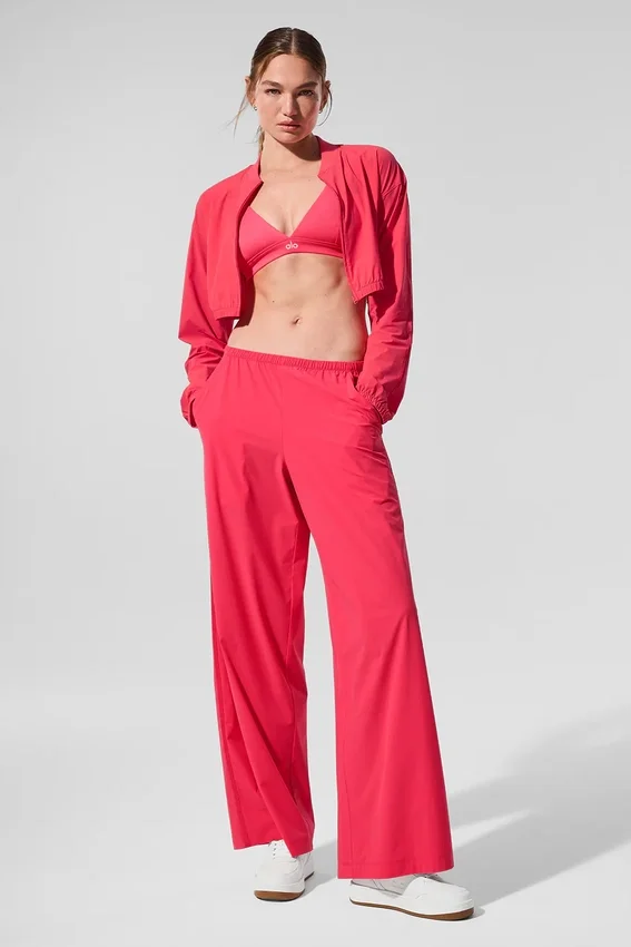 Cropped Breezy Full-Zip-Überzieher – Candy Red
