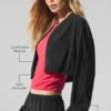 Cropped Breezy Full-Zip Cover-up – Schwarz
