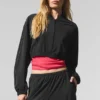 Cropped Breezy Full-Zip Cover-up – Schwarz