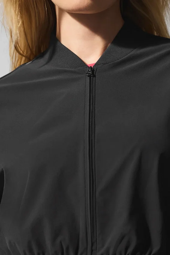 Cropped Breezy Full-Zip Cover-up – Schwarz