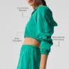 Cropped Breezy Full-Zip Hoodie – Spruce Green