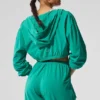Cropped Breezy Full-Zip Hoodie – Spruce Green