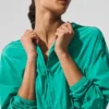 Cropped Breezy Full-Zip Hoodie – Spruce Green