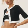 Cropped Capri Dream Cardigan aus Baumwoll-Kaschmir – Schwarz/Weiß
