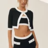 Cropped Capri Dream Cardigan aus Baumwoll-Kaschmir – Schwarz/Weiß