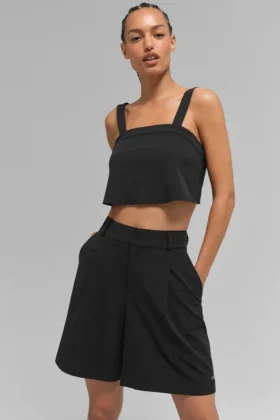 Cropped Dreamscape Top – Schwarz